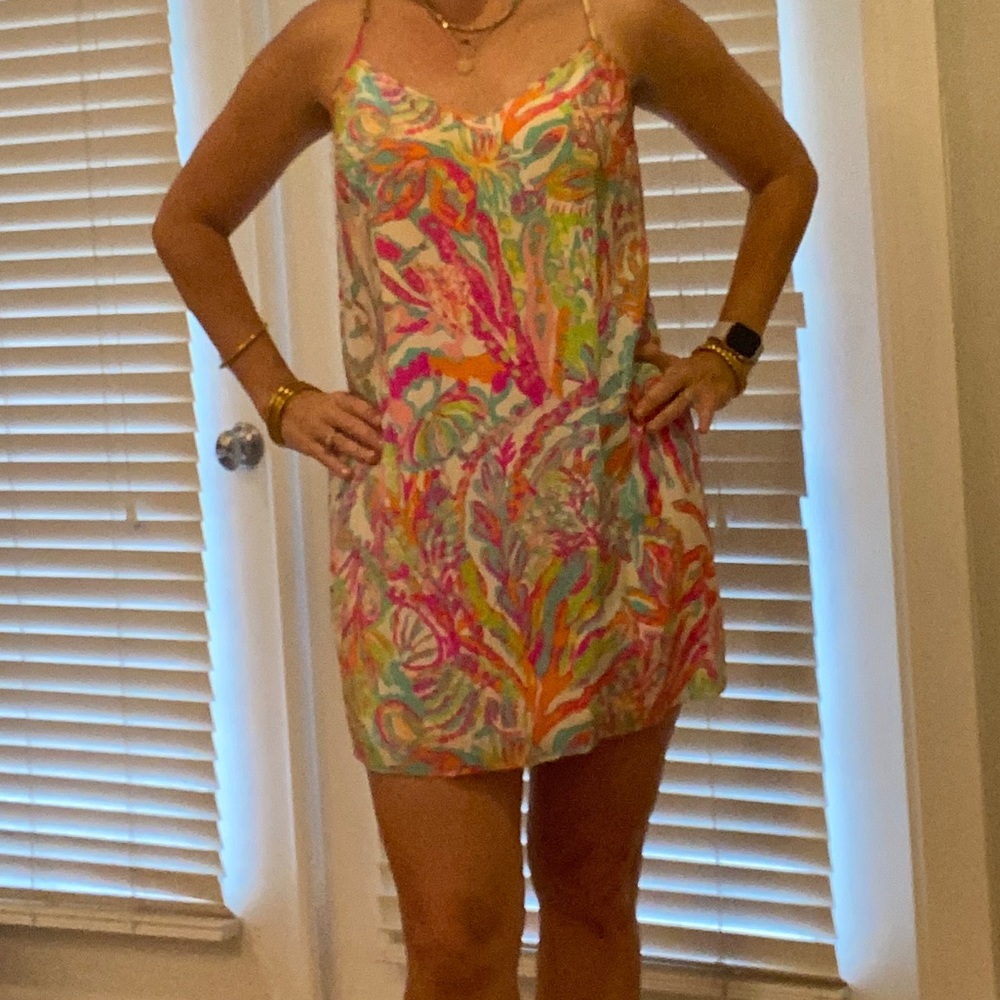 Lilly Pulitzer sz L mini dress coral print